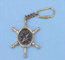 Brass Wheel compass key chain
