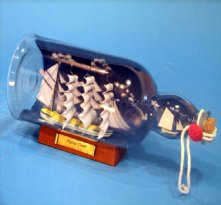 Blue Flying Cloud Ship in Bottle w/Sky 11