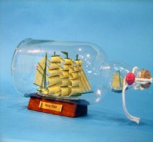 Green Flying Cloud Ship in a Bottle 11