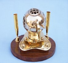 Brass Diving Helmet Pen Holder
