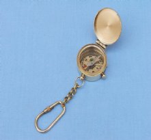 Brass Compass w/Lid Key Chain